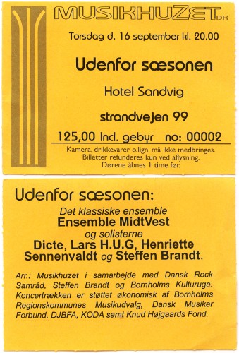 billet – Lars H.U.G. – Hotel Sandvig, Sandvig