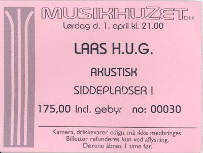 billet – Lars H.U.G. – Muzikhuset, Rønne