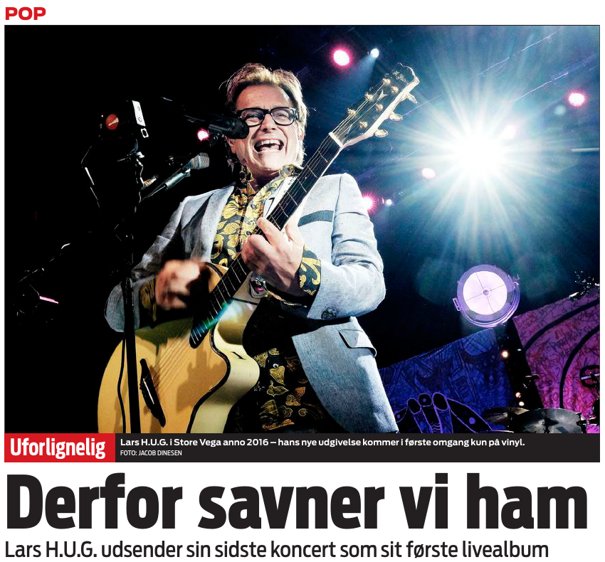 Avisudklip fra Ekstra Bladet om Lars H.U.G., 2021. Foto: Jacob Dinesen.