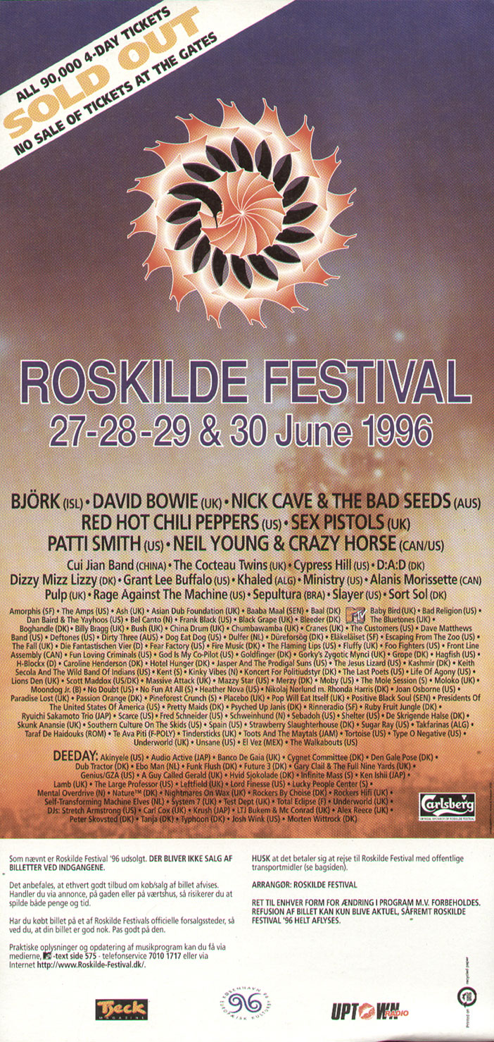 Roskilde Festival 1996 plakat