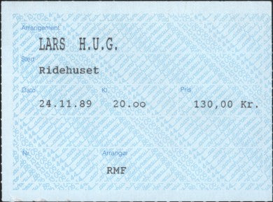 billet – Lars H.U.G. – Ridehuset, Århus