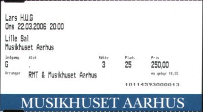 billet – Lars H.U.G. – Musikhuset, Århus