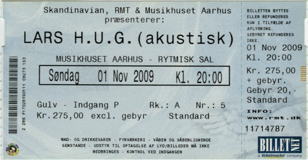 billet – Lars H.U.G. – Musikhuset, Århus